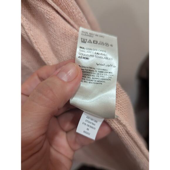 Pretty light pink duster style floral /jacquard cardigan by Chicos size 1 - Picture 6 of 11